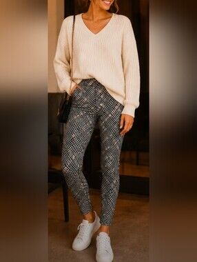 Lyssé New York Printed Knit Leggings | Size Small | Pull-On Slim Pants